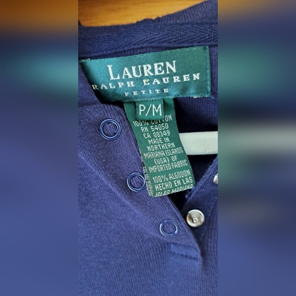 Lauren Ralph Lauren Navy Blue Short Sleeve Hooded Dress Size M Petite - Picture 4 of 5